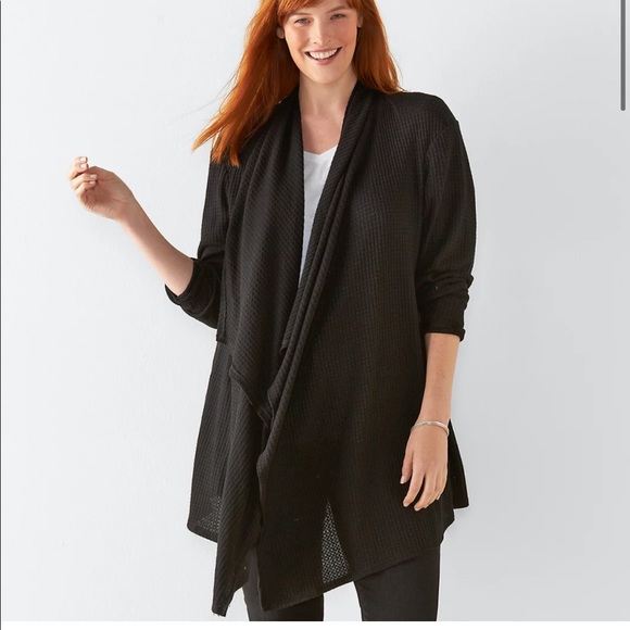 Sonoma Black Waffle Knit Cardigan